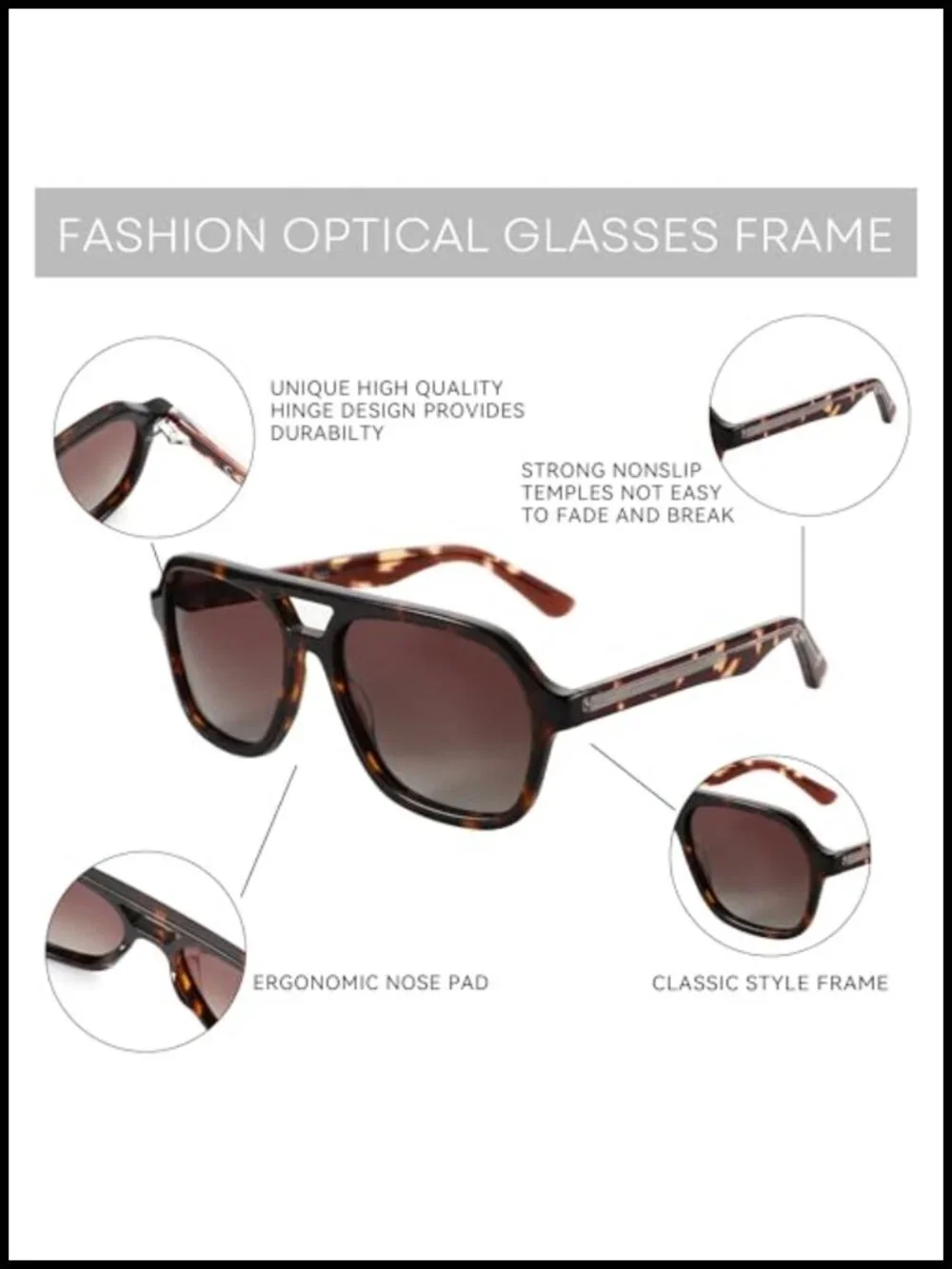 Retro Aviator Sunglasses Polarized UV400 Protection Acetate Frame